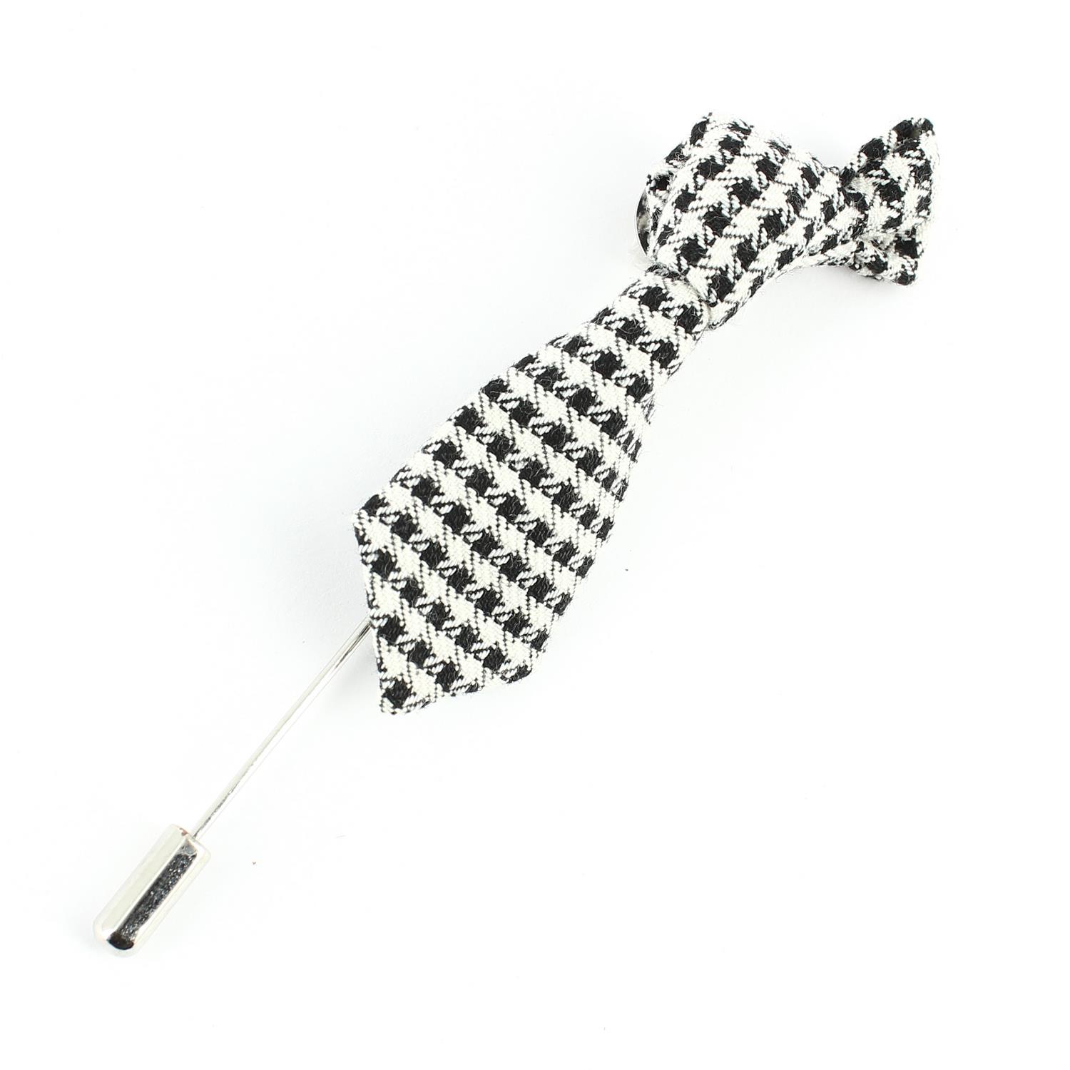Boutonnière C-Avenue Signature mini cravate pied de poule Noir Acier