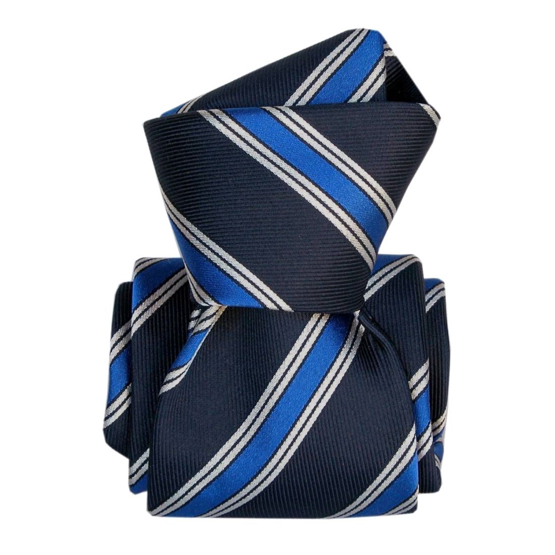 Cravate artisanale Segni et Disegni Confection main Bleu Soie Club