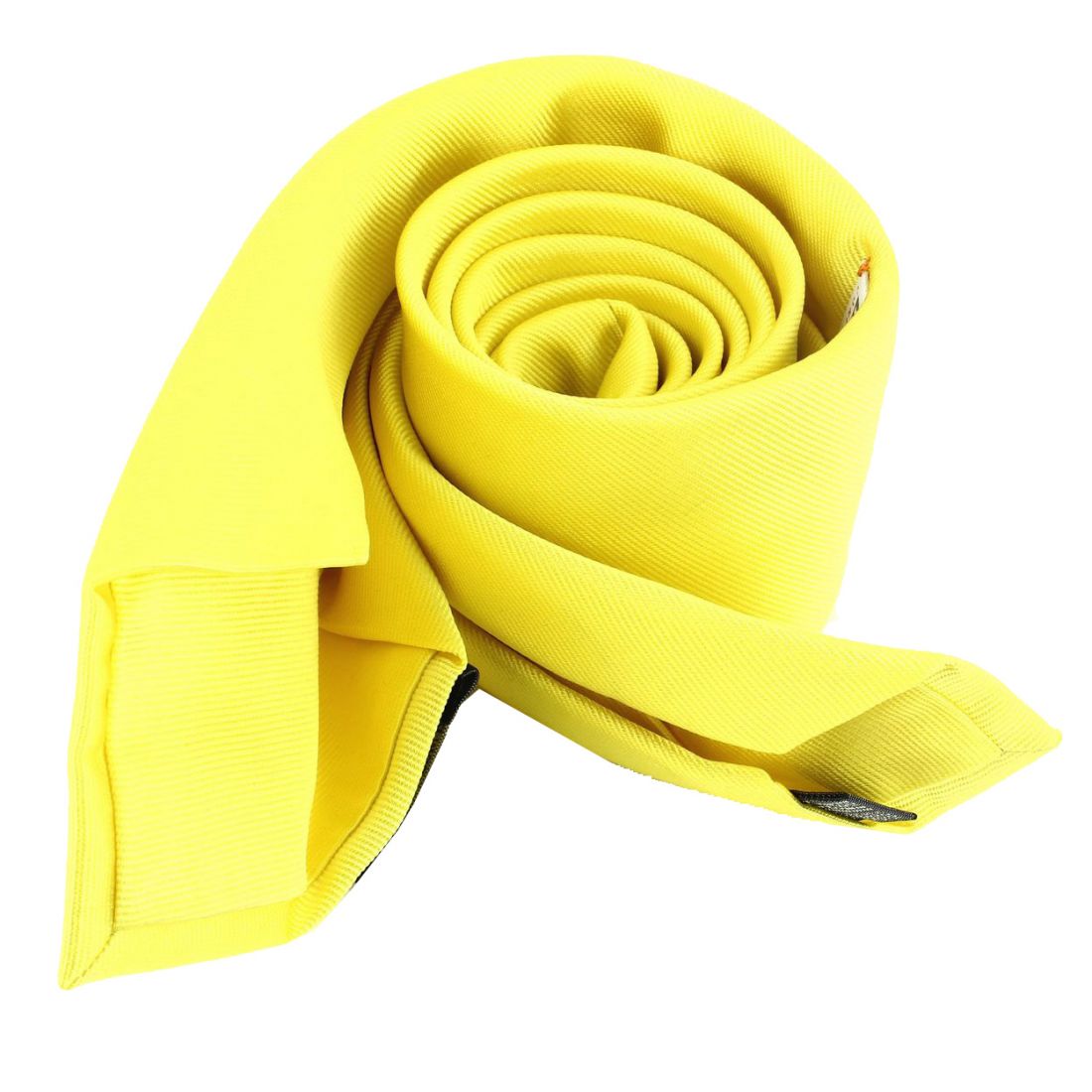 Cravate 6 plis Tony & Paul confection main jaune Citron Soie Uni Homme
