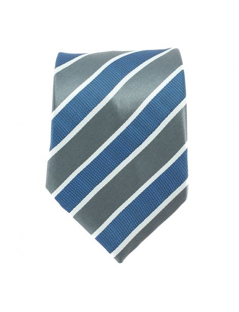 Cravate Charles Le Jeune Preppy club gris et bleu Microfibre Club