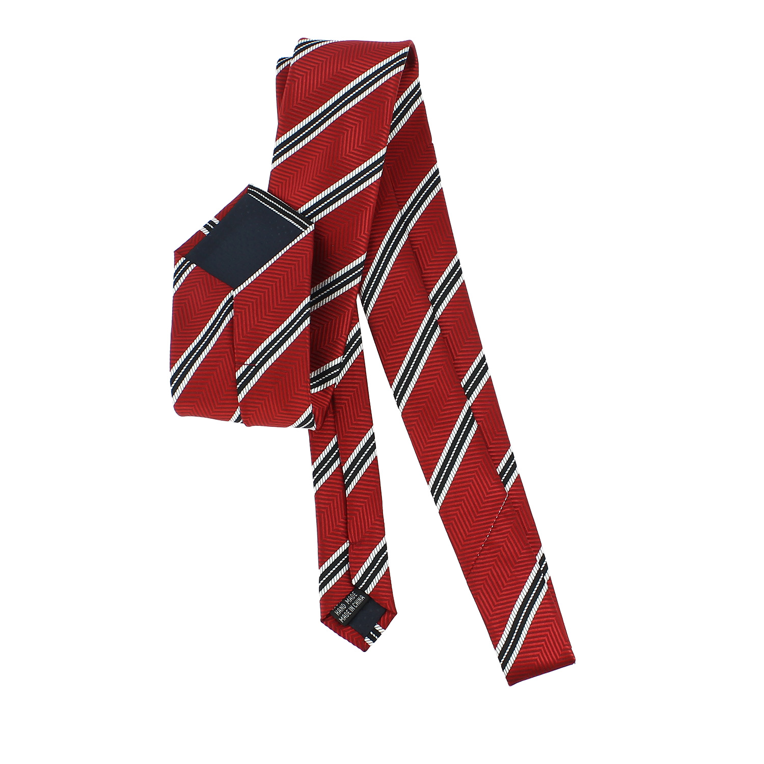 Cravate Charles Le Jeune club à rayures larges Rouge Satin Microfibre