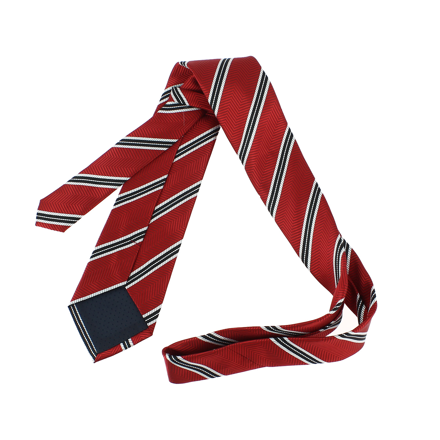 Cravate Charles Le Jeune club à rayures larges Rouge Satin Microfibre