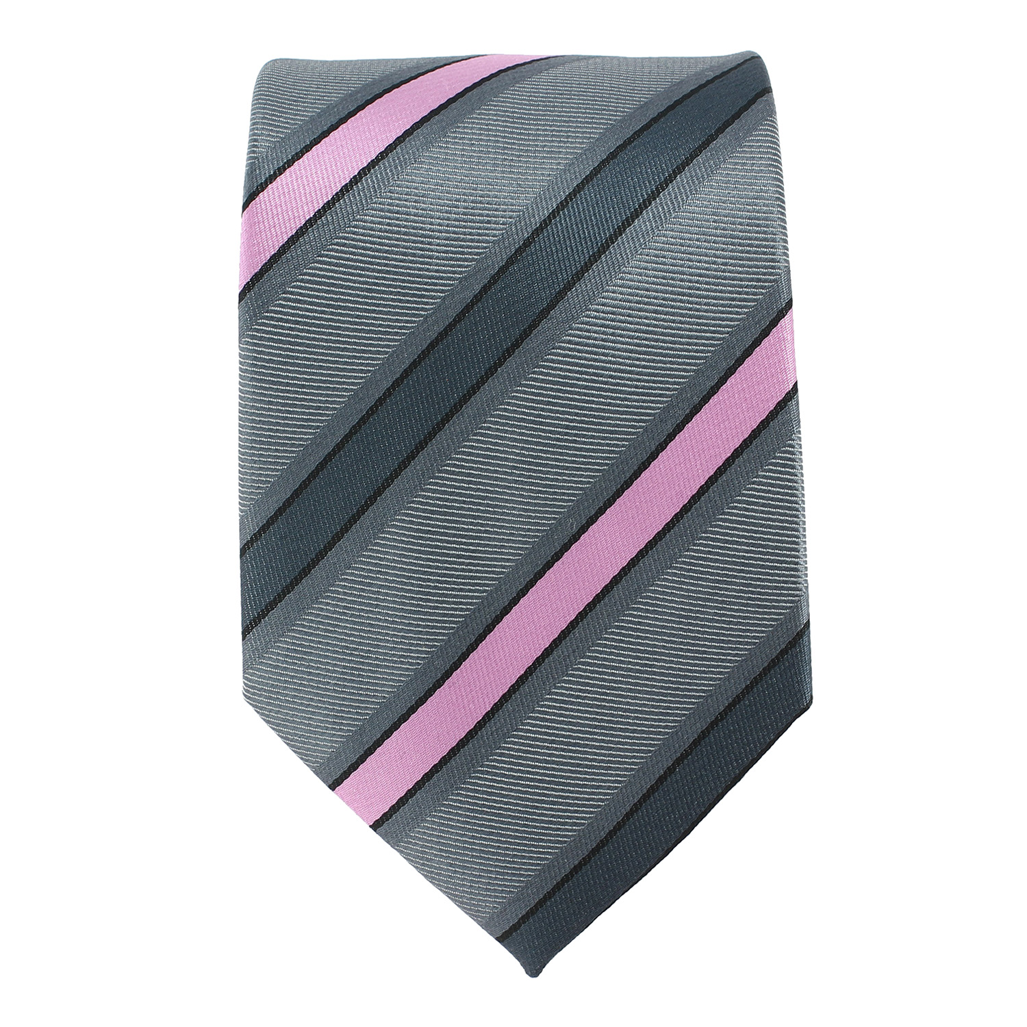 Cravate Charles Le Jeune club à rayures larges Gris et rose Microfibre
