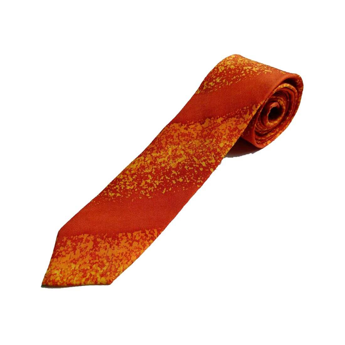Cravate Soie libre peinte à la main Orange Soie Fantaisie Homme