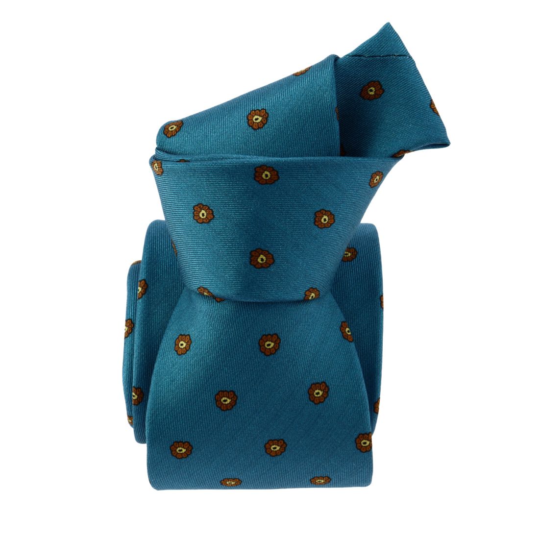 Cravate 3 plis en soie, Clichy - Bleu Turquoise et fleurs, Tony et Paul et  Atelier Boivin