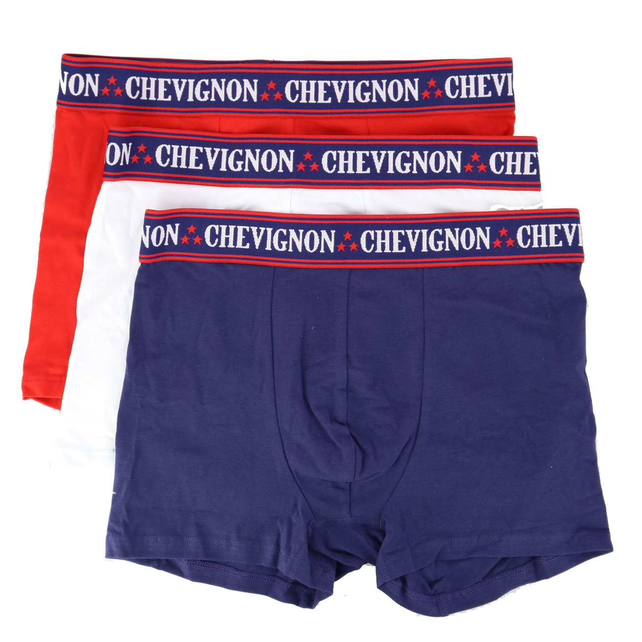 3 Boxers Chevigon, Gunter, Rouge Blanc Bleu