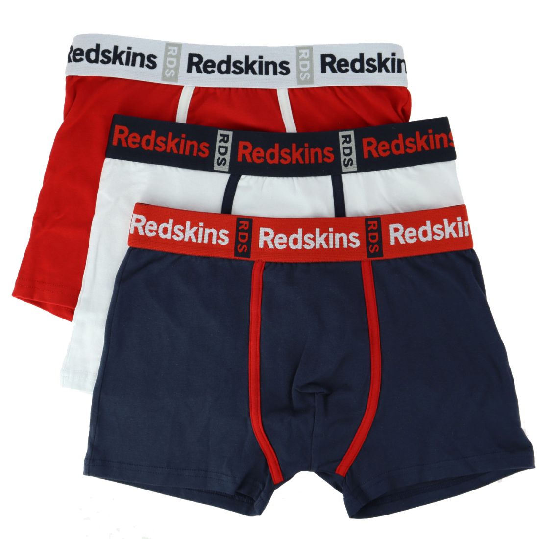 3 Boxers Redskins, Badrio, Marine Rouge Blanc