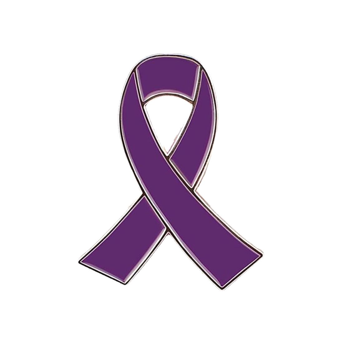 Pin's Ruban Violet - Cancer du pancréas, thyroïde, testicules - Alzheimer
