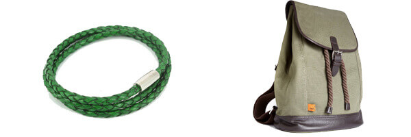 Bracelet tressé Homme Monart, vert et sac a dos Simon Carter kaki