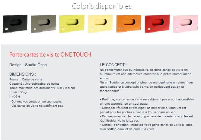 Porte carte de visite Ogon Designs One Touch Gris foncé aluminisé